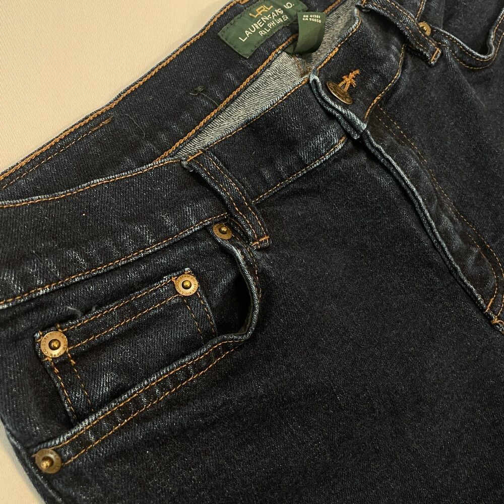~ Lauren Ralph Lauren 10 Jeans LRL Classic Straight Mid Rise Women's Dark Blue - Picture 15 of 16